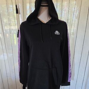 Kappa Women's Black Hoodie with Purple Stripes